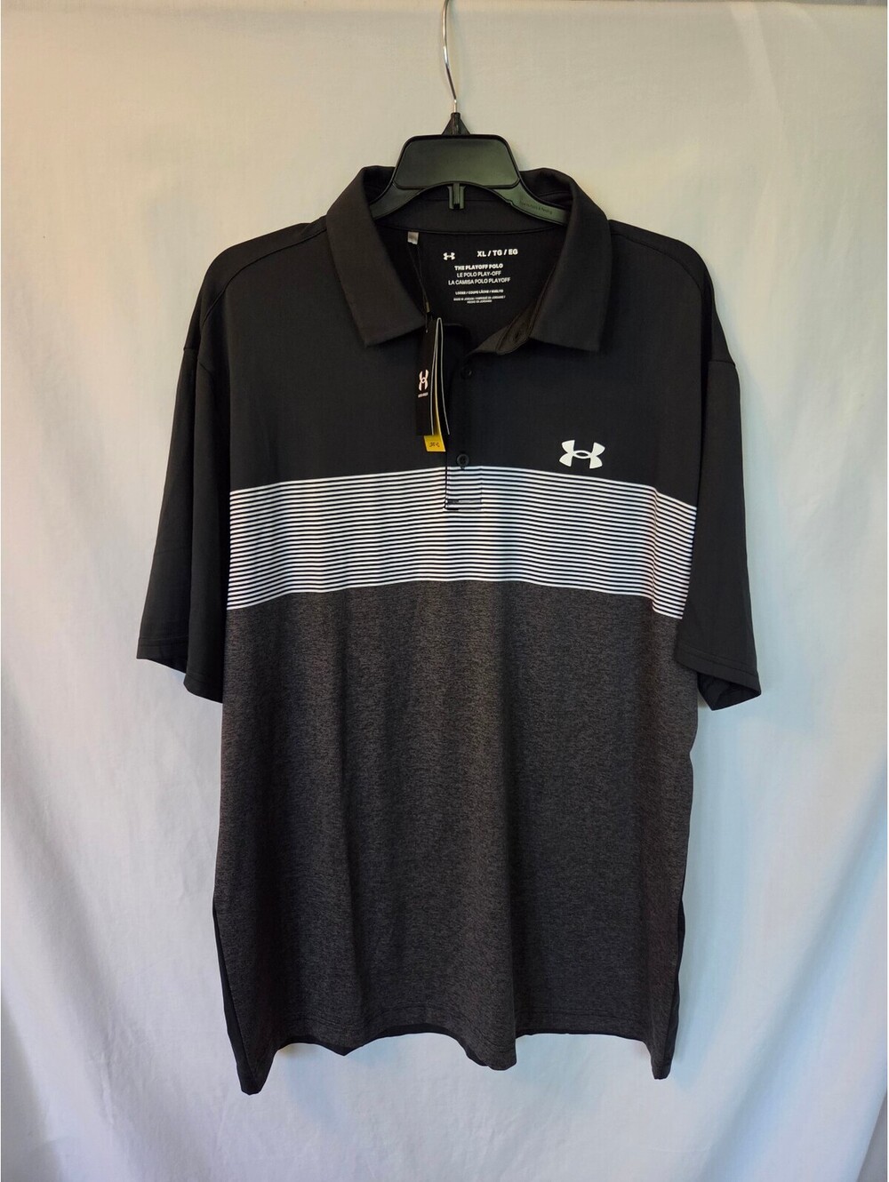 Under Armour Men's Playoff 2.0 Loose Fit Polo Shirt XL Black and Gray